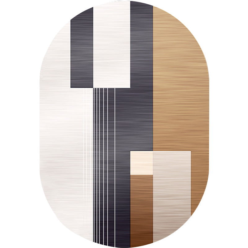 Avtoit | Novelty living room rug in brown and ivory color box print rug polyester stain-resistant rug
