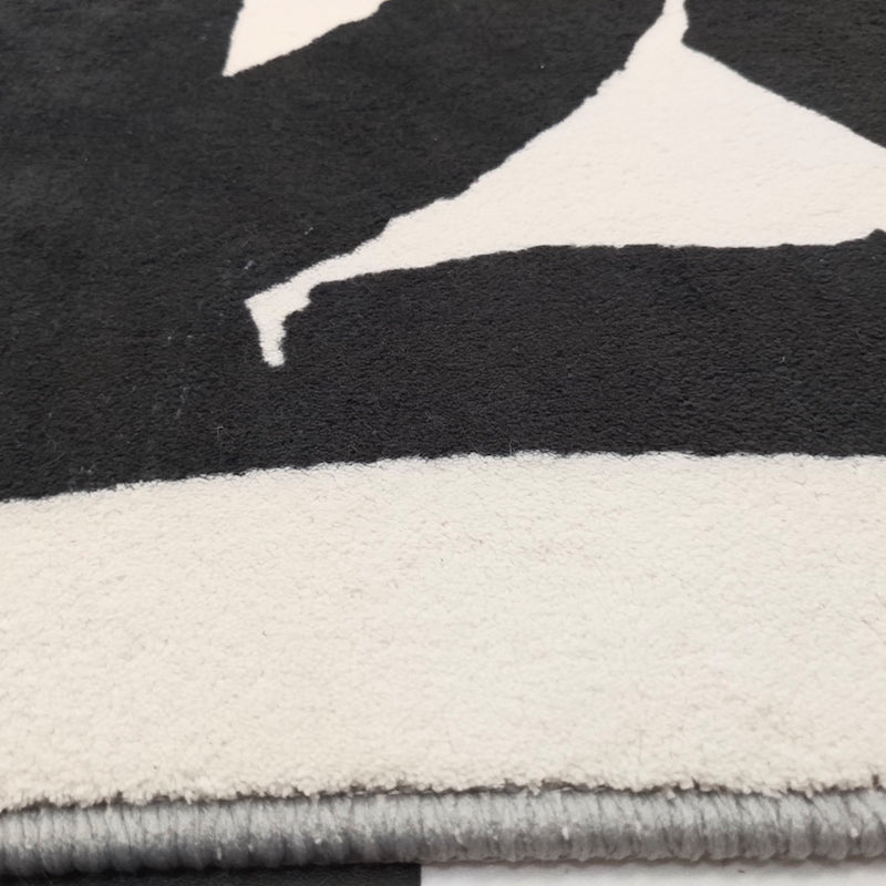 Avtoit | Black and White Abstract Carpet Polyester Scandinavian Rug Pet Friendly Washable Area Rug for Living Room