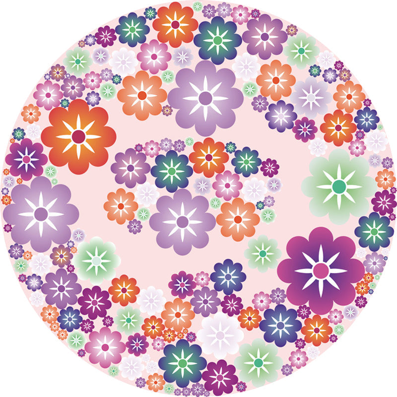 Avtoit | Unique Flower Pattern Carpet Pink and Orange Child's Carpet Polyester Pet Friendly Washable Non-Slip Back Carpet for the Children's Room