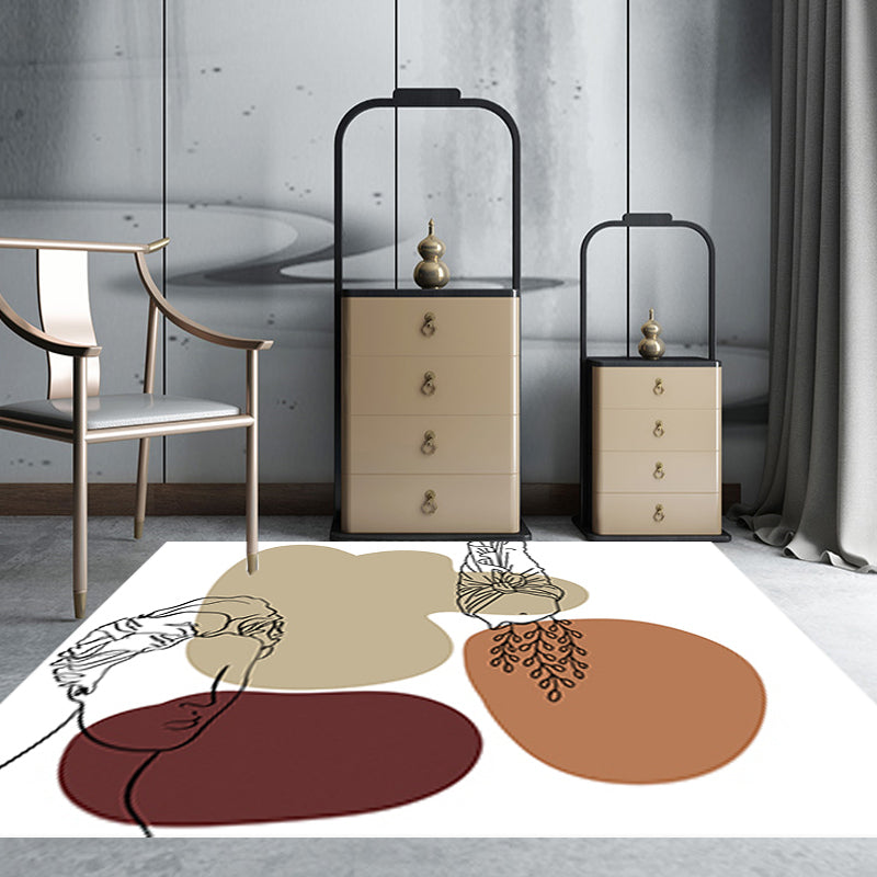 Avtoit | Modern character pattern carpet with leaf brown and yellow polyester carpet washable pet-friendly carpet for the bedroom