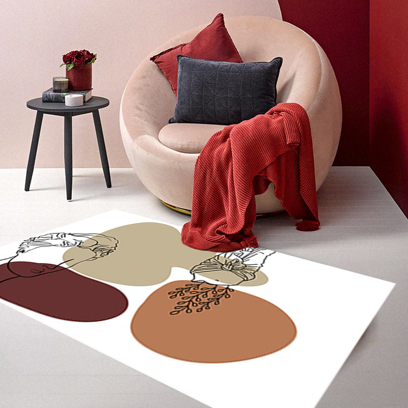Avtoit | Modern character pattern carpet with leaf brown and yellow polyester carpet washable pet-friendly carpet for the bedroom