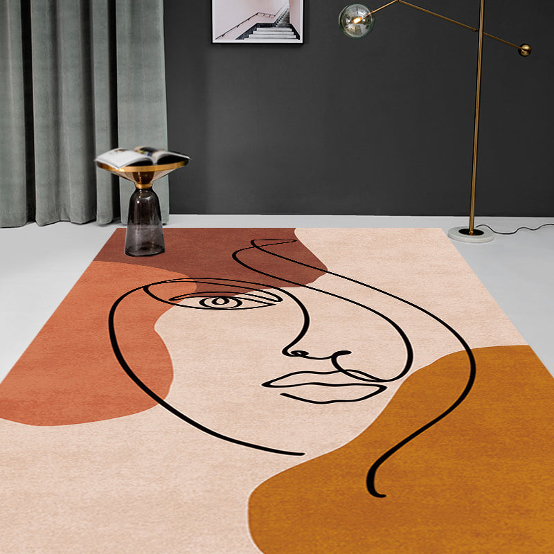 Avtoit | Multicolor Living Room Carpet Nordic Character Pattern Carpet Polyester Washable Pet Friendly Area Rug