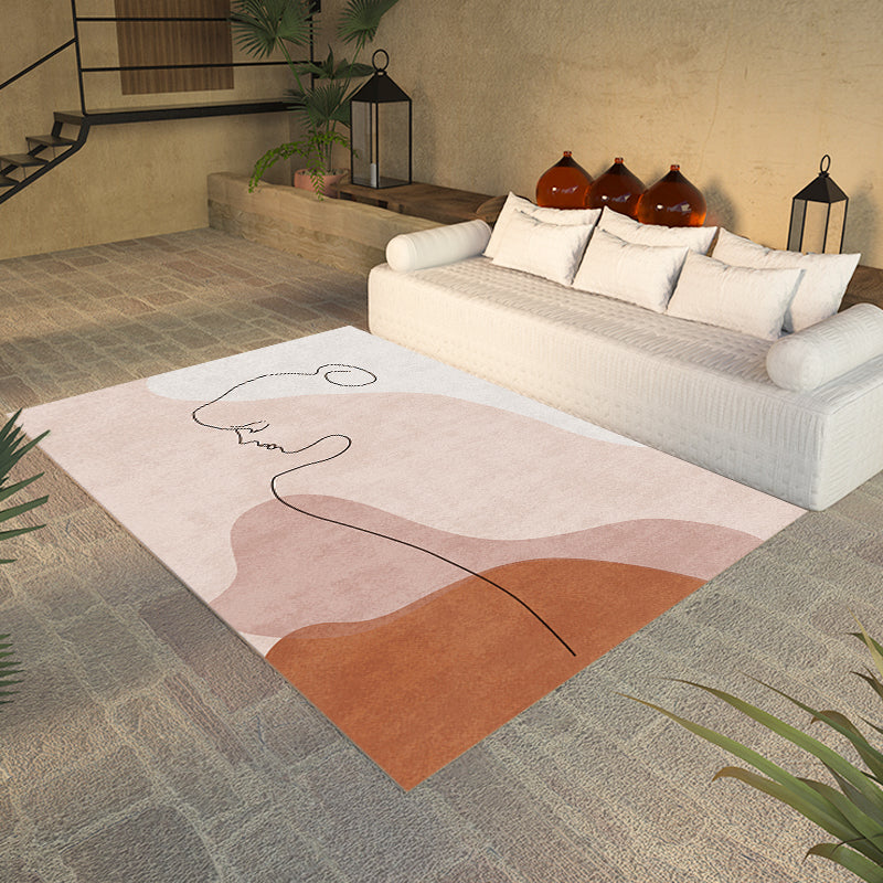 Avtoit | Multicolor Living Room Carpet Nordic Character Pattern Carpet Polyester Washable Pet Friendly Area Rug