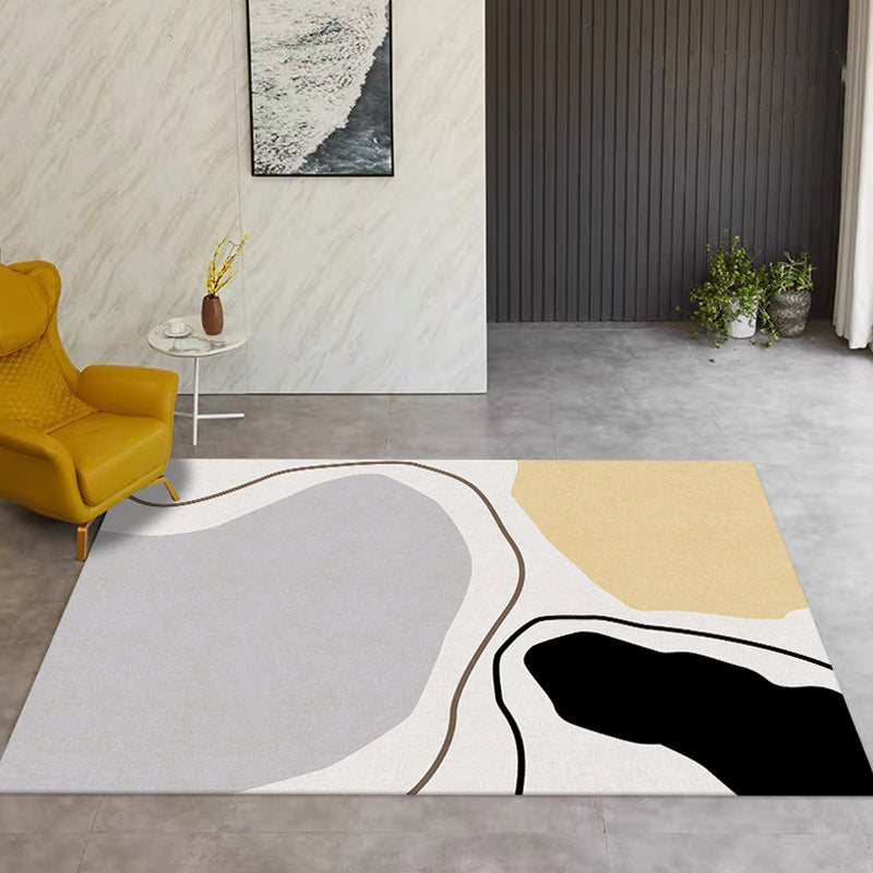 Avtoit | Novelty Abstract Area Rug Beige Polyester Rug Non-Slip Back Washable Pet Friendly Area Rug for Living Room