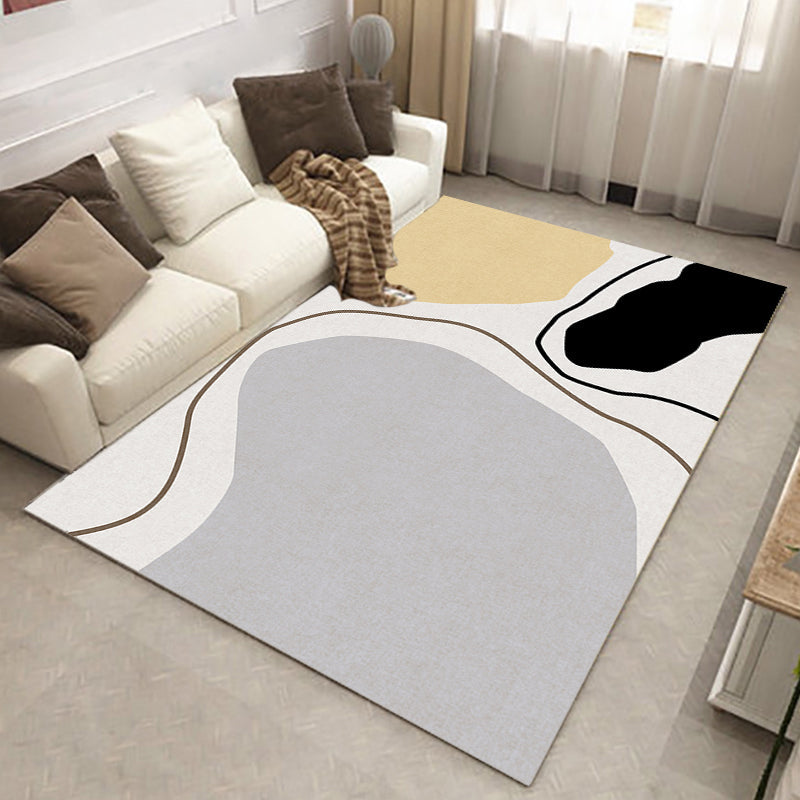 Avtoit | Novelty Abstract Area Rug Beige Polyester Rug Non-Slip Back Washable Pet Friendly Area Rug for Living Room