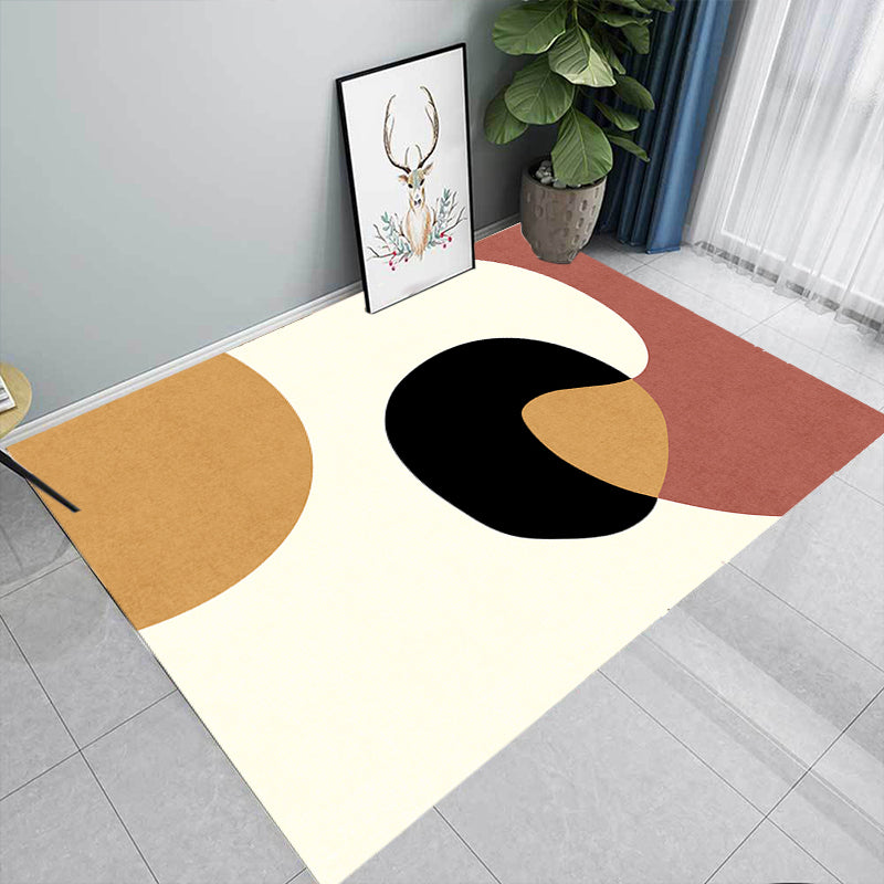 Avtoit | Novelty Abstract Area Rug Beige Polyester Rug Non-Slip Back Washable Pet Friendly Area Rug for Living Room