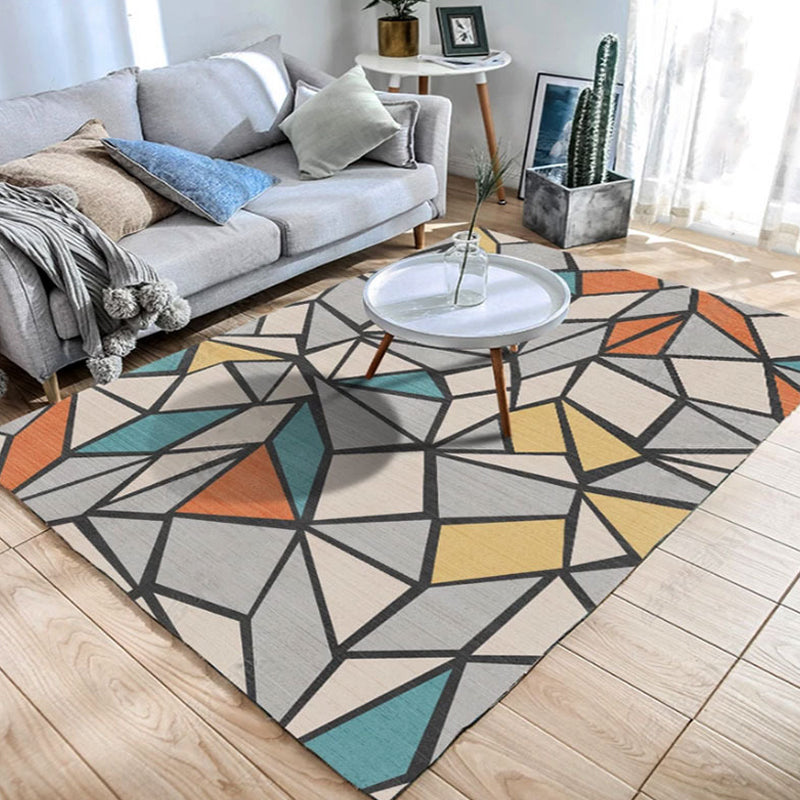 Avtoit | Color Block Geometric Living Room Rug Polyester Novelty Abstract Rug Washable Pet Friendly Carpet