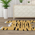 Avtoit | Gray and Yellow Irregular Carpet Children's Room Animal Tiger Pattern Rug Polyester Pet Friendly Carpet