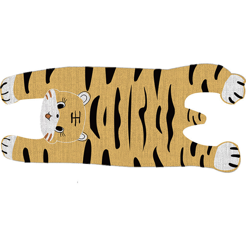 Avtoit | Gray and Yellow Irregular Carpet Children's Room Animal Tiger Pattern Rug Polyester Pet Friendly Carpet