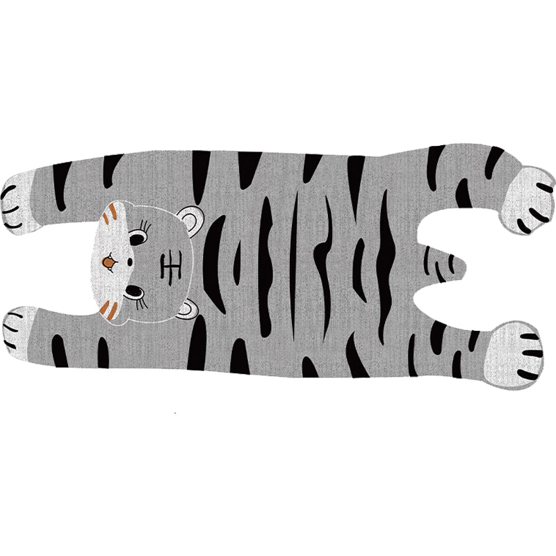 Avtoit | Gray and Yellow Irregular Carpet Children's Room Animal Tiger Pattern Rug Polyester Pet Friendly Carpet