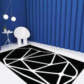 Avtoit | Black and White Bedroom Carpet Contemporary Geometric Pattern Rug Leather Pet Friendly Non-Slip Area Rug