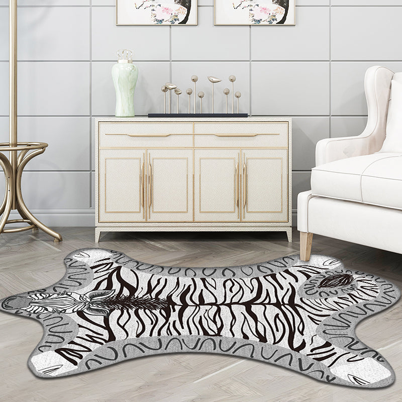 Avtoit | Unique Kids Irregular Carpet in Yellow and Grey Animal Zebra Pattern Carpet Polyester Washable Carpet for Children's Room