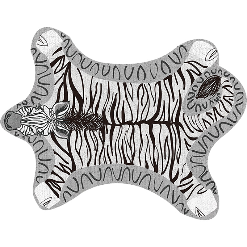 Avtoit | Unique Kids Irregular Carpet in Yellow and Grey Animal Zebra Pattern Carpet Polyester Washable Carpet for Children's Room