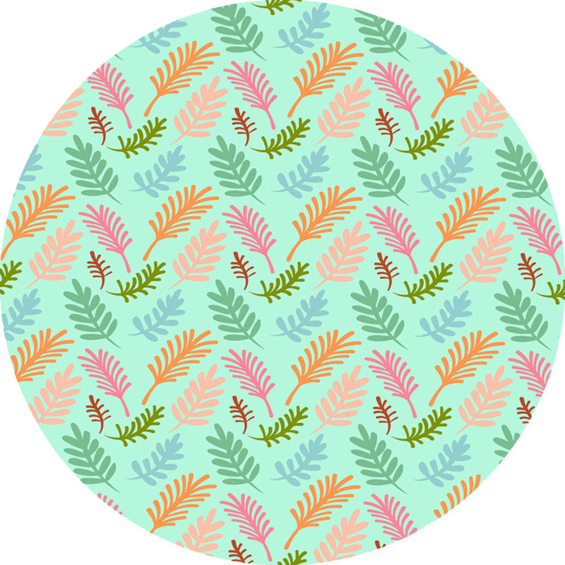 Avtoit | Unique Leaf Pattern Rug Green Children's Rug Polyester Washable Pet Friendly Non-Slip Carpet for Children's Room