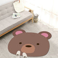 Avtoit | Kawaii Cartoon Animal Pattern Rug Brown and Yellow Kids Rug Polyester Washable Pet Friendly Non-Slip Carpet for Kids Room