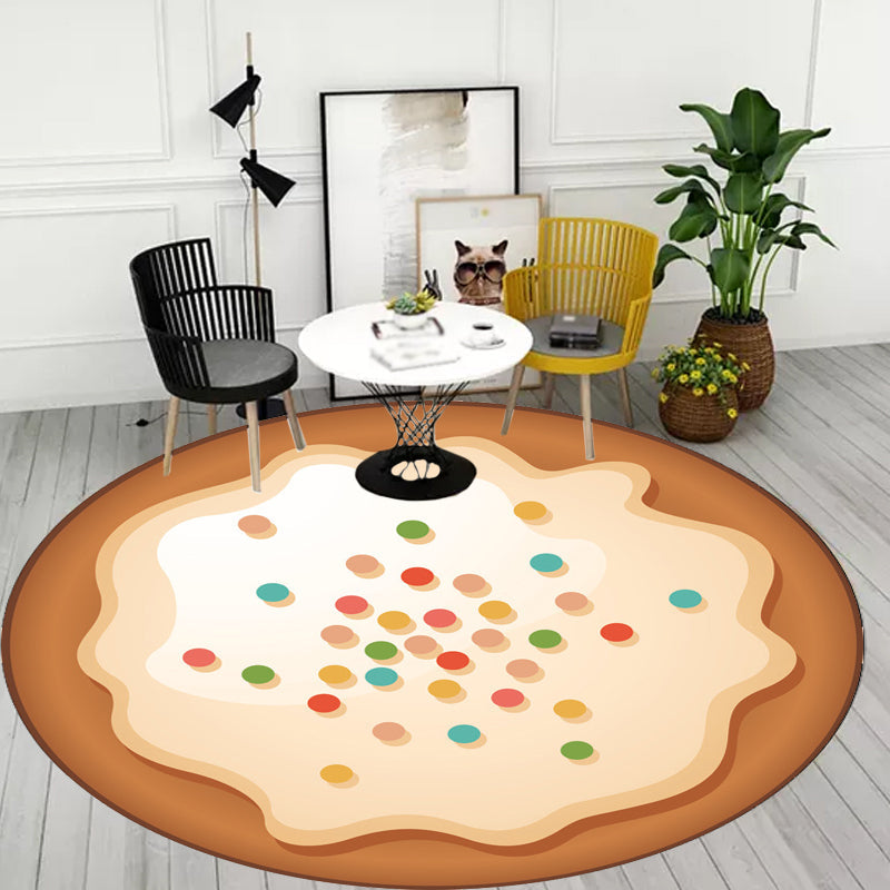 Avtoit | Novelty Cake Pattern Rug Brown and Purple Kids Rug Polyester Pet Friendly Washable Area Rug for the Children's Room