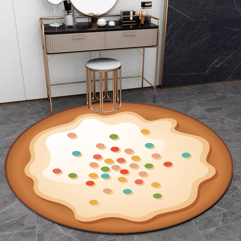 Avtoit | Novelty Cake Pattern Rug Brown and Purple Kids Rug Polyester Pet Friendly Washable Area Rug for the Children's Room
