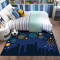 Avtoit | Pink and Blue Children's Carpet Polyester Forest and City Pattern Carpet Pet Friendly Washable Non-Slip Backing Carpet for Decoration