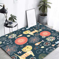 Avtoit | Dark Black Children’s Mat Polyester Animal and Flower Pattern Carpet Pet Friendly Washable Non-Slip Backing Rug for Decoration
