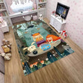 Avtoit | Pink and Green Children Rug Polyester Cartoon Character Pattern Rug Pet-Friendly Washable Non-Slip Backing Rug for Decoration