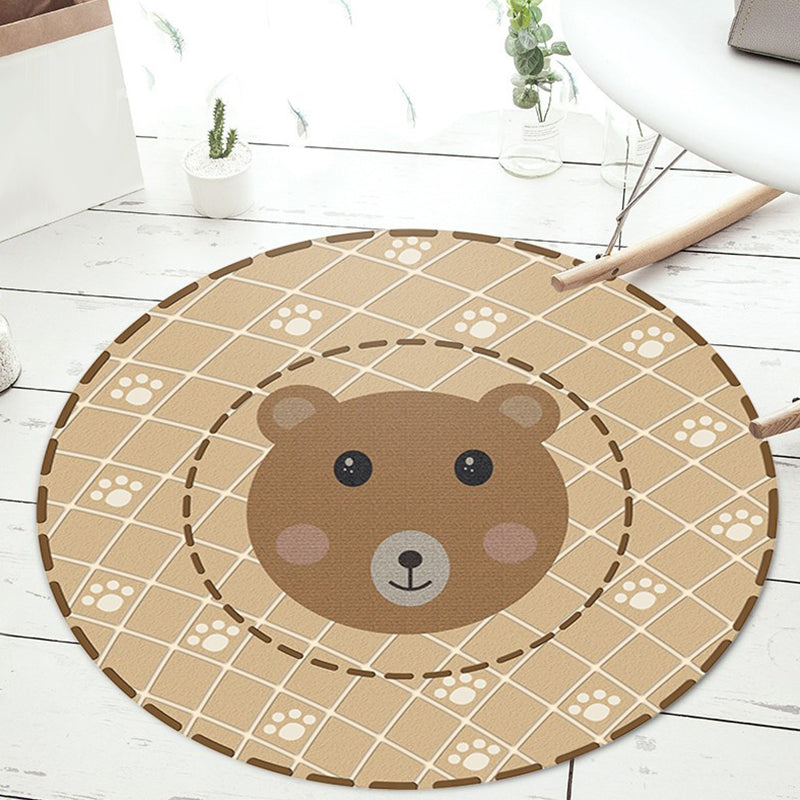 Avtoit | Black and Green Children's Carpet Polyester Cartoon Animal and Flower Pattern Rug Pet Friendly Washable Non-Slip Backing Rug for Decoration