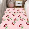 Avtoit | Pink Children's Carpet Synthetic Cherry Pattern Carpet Pet Friendly Washable Non-Slip Back Carpet for Decoration
