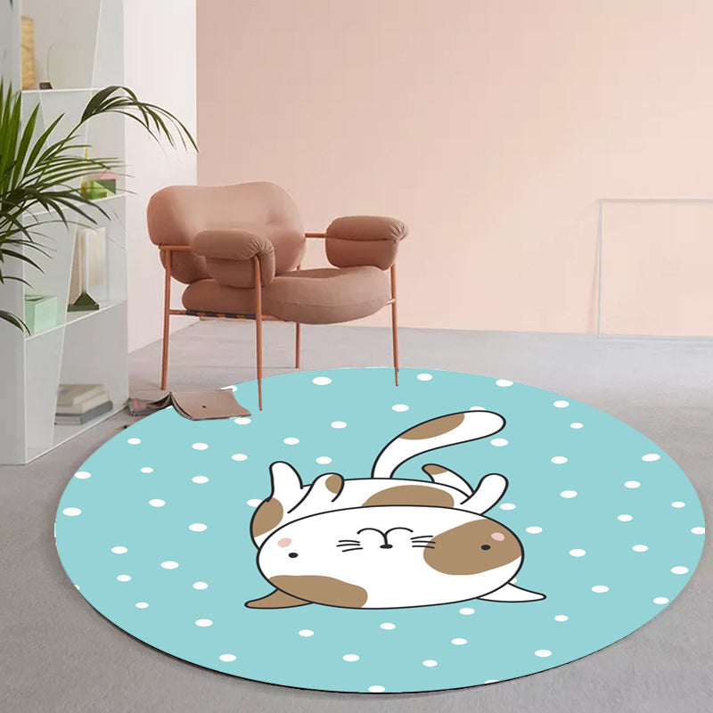 Avtoit | Green and Blue Children's Carpet Polyester Animal and Fish Pattern Carpet Pet Friendly Washable Non-Slip Backing Carpet for Decoration