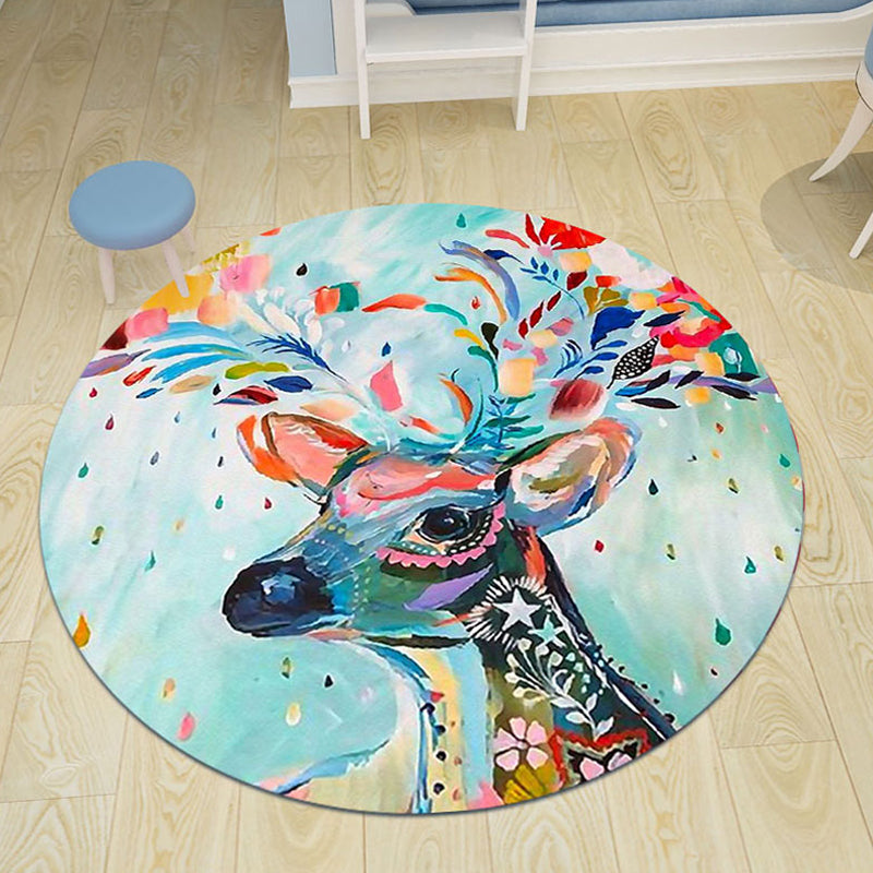 Avtoit | Cute Cartoon Character Pattern Rug Pink Kids Rug Polyester Washable Pet Friendly Non-Slip Rug for the Nursery