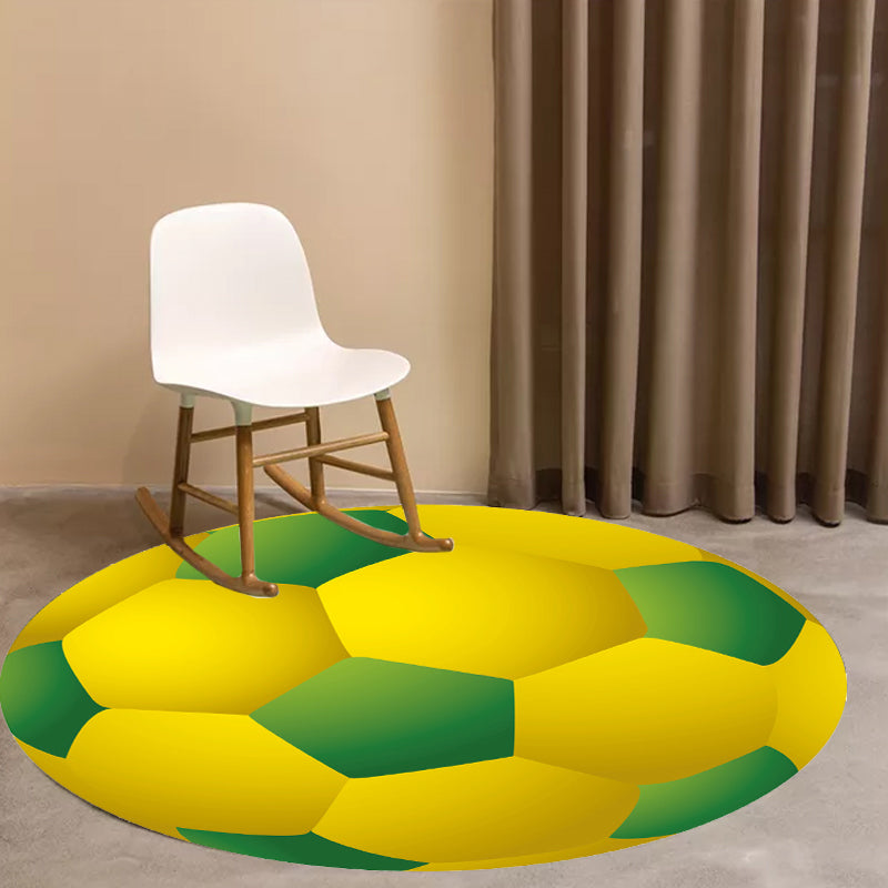 Avtoit | Kids Sports Pattern Rug Multicolored Polyester Rug Washable Pet-Friendly Non-Slip Rug for the Children's Room
