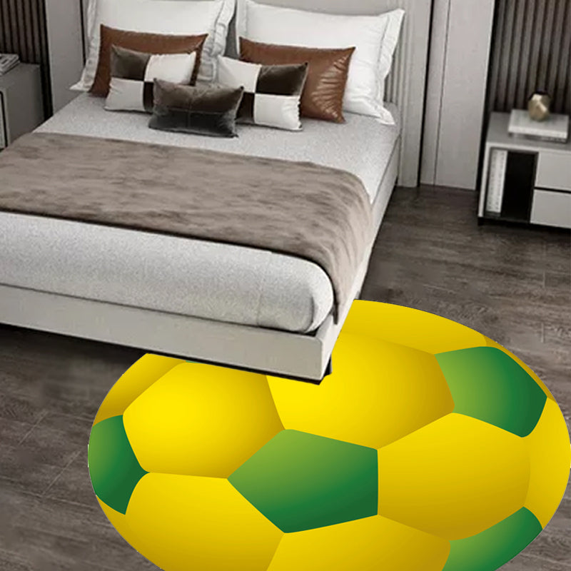 Avtoit | Kids Sports Pattern Rug Multicolored Polyester Rug Washable Pet-Friendly Non-Slip Rug for the Children's Room