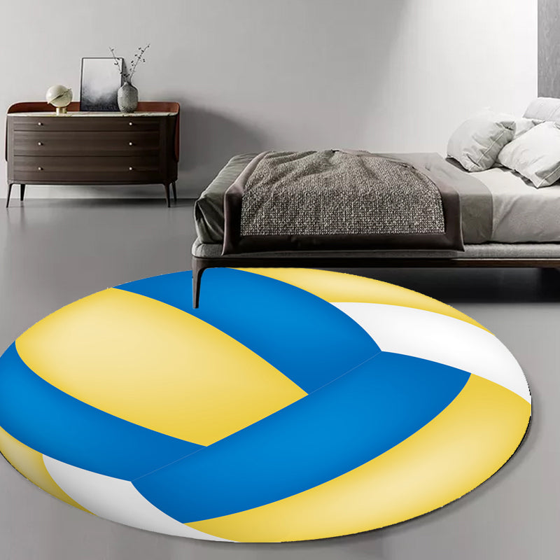 Avtoit | Kids Sports Pattern Rug Multicolored Polyester Rug Washable Pet-Friendly Non-Slip Rug for the Children's Room