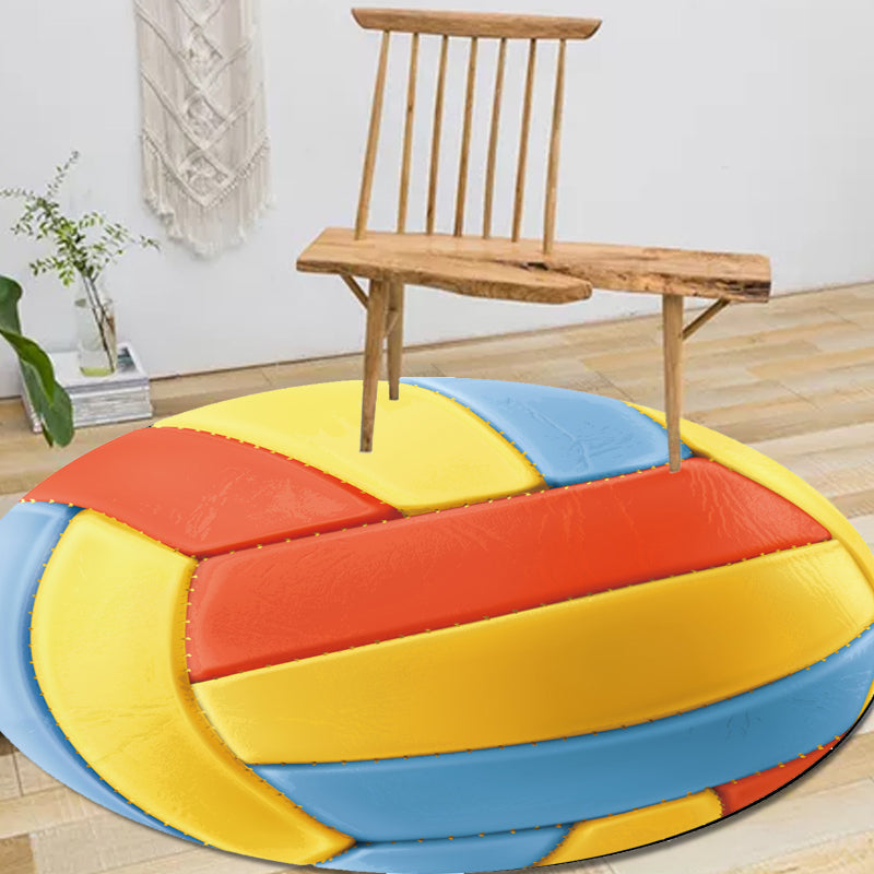 Avtoit | Kids Sports Pattern Rug Multicolored Polyester Rug Washable Pet-Friendly Non-Slip Rug for the Children's Room