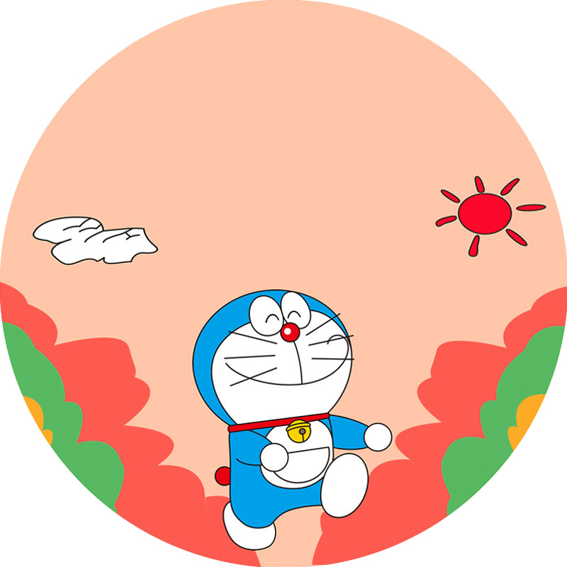 Avtoit | Kids Cartoon Cat Pattern Rug Pink and Red Polyester Carpet Washable Pet Friendly Non-Slip Area Rug for Children's Room