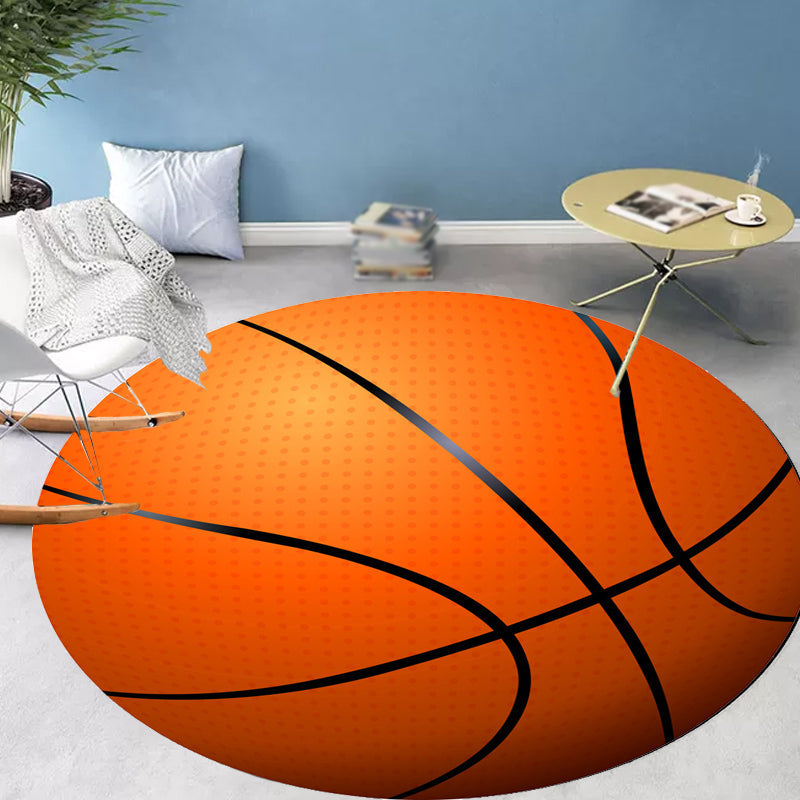 Avtoit | Stylish Sport Pattern Carpet Orange Multicolor Children's Carpet Polyester Pet Friendly Washable Area Rug for Children's Room