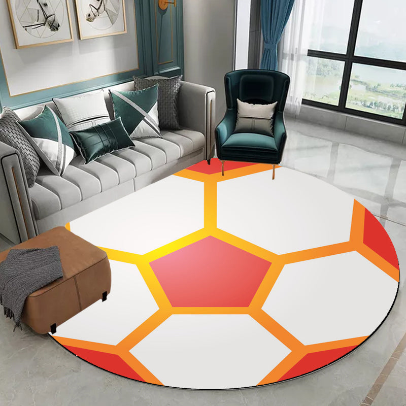 Avtoit | Stylish Sport Pattern Carpet Orange Multicolor Children's Carpet Polyester Pet Friendly Washable Area Rug for Children's Room