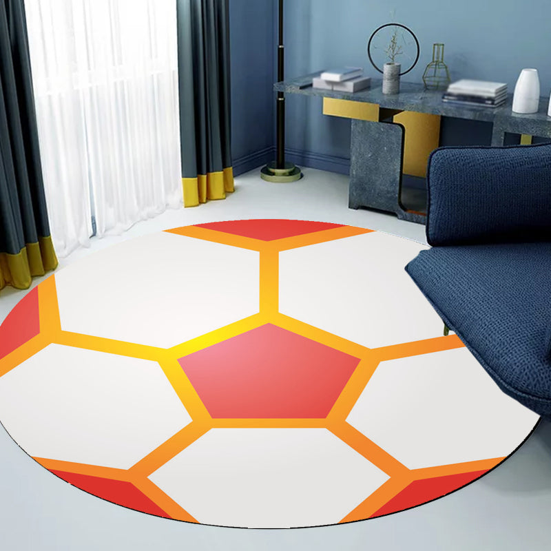 Avtoit | Stylish Sport Pattern Carpet Orange Multicolor Children's Carpet Polyester Pet Friendly Washable Area Rug for Children's Room
