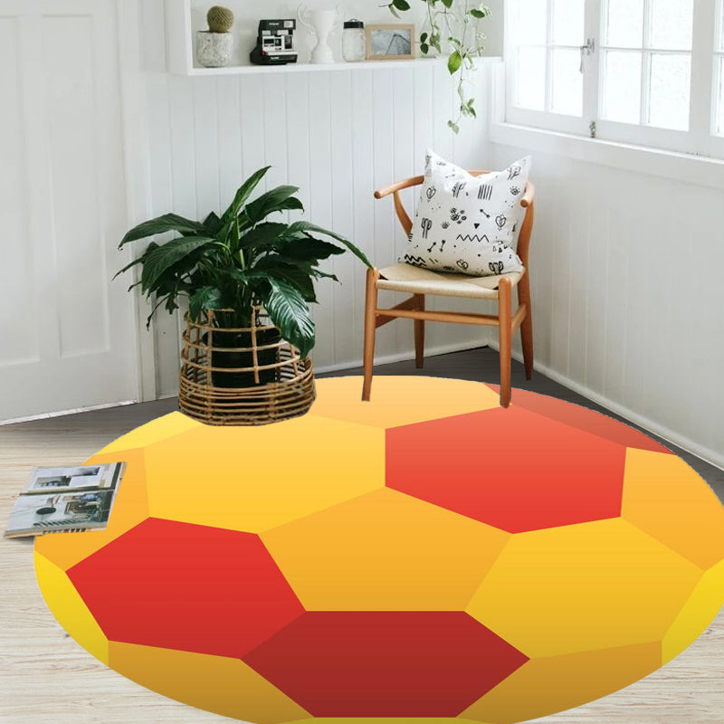 Avtoit | Stylish Sport Pattern Carpet Orange Multicolor Children's Carpet Polyester Pet Friendly Washable Area Rug for Children's Room