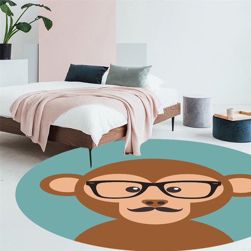Avtoit | Unusual cartoon animal pattern rug ginger and orange and children's rug polyester washable pet friendly non-slip rug for the children's room