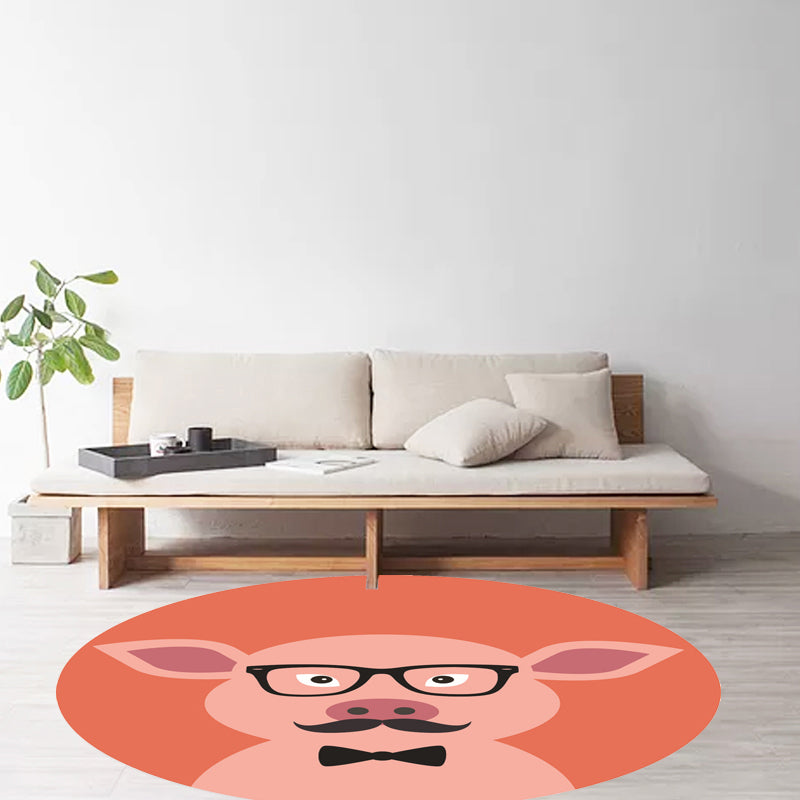 Avtoit | Unusual cartoon animal pattern rug ginger and orange and children's rug polyester washable pet friendly non-slip rug for the children's room