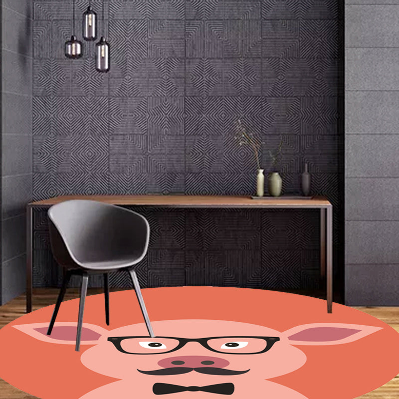 Avtoit | Unusual cartoon animal pattern rug ginger and orange and children's rug polyester washable pet friendly non-slip rug for the children's room
