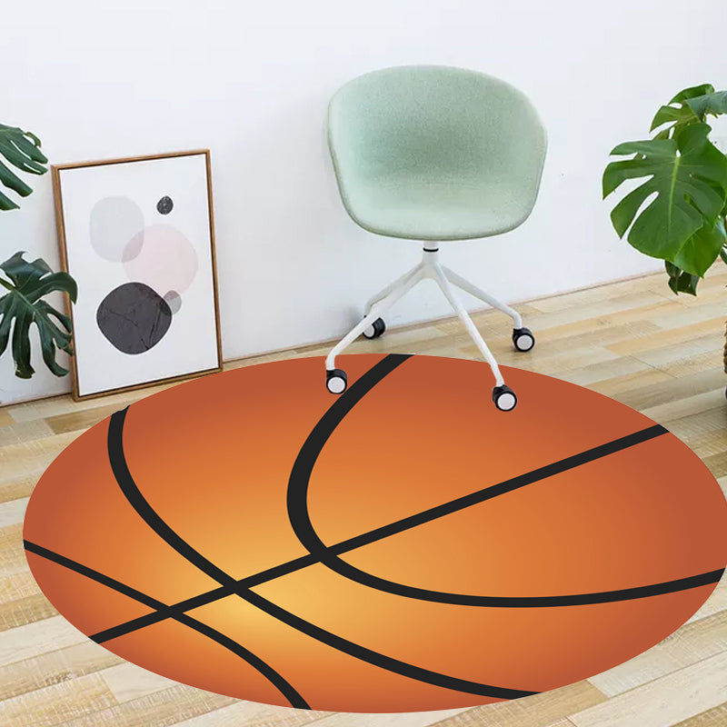 Avtoit | Fancy Sports Pattern Rug Orange and White Children's Rug Polyester Washable Pet-Friendly Non-Slip Rug for the Children's Room