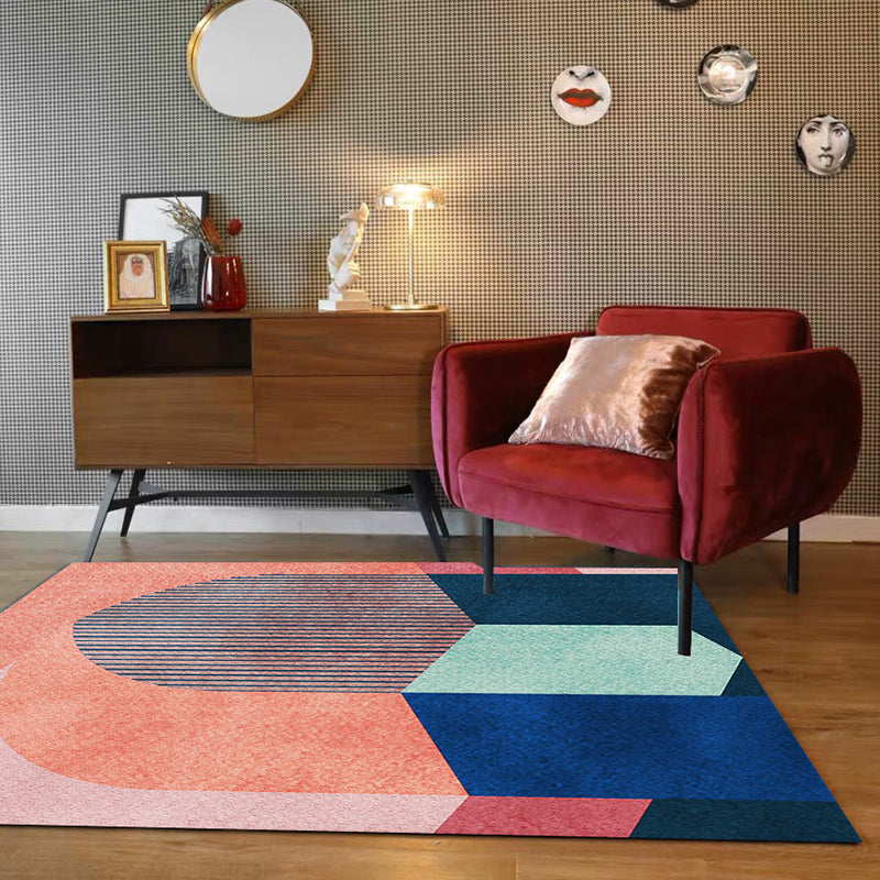Avtoit | Stylish colorblock striped rug red Casual rug polyester pet-friendly washable rug for the living room