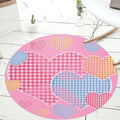 Avtoit | Unusual Heart Pattern Rug with Floral Pink and Blue Children's Rug Polyester Washable Pet Friendly Non-Slip Rug for Children's Room