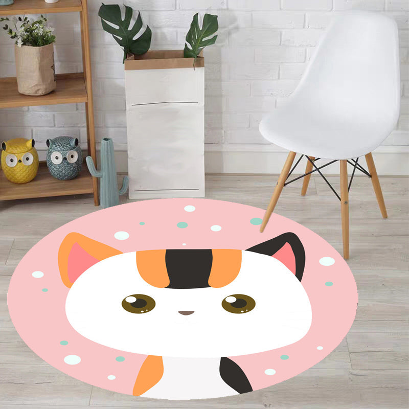Avtoit | pink and blue children's rug polyester cartoon animals pattern rug pet friendly washable non-slip back rug for decoration
