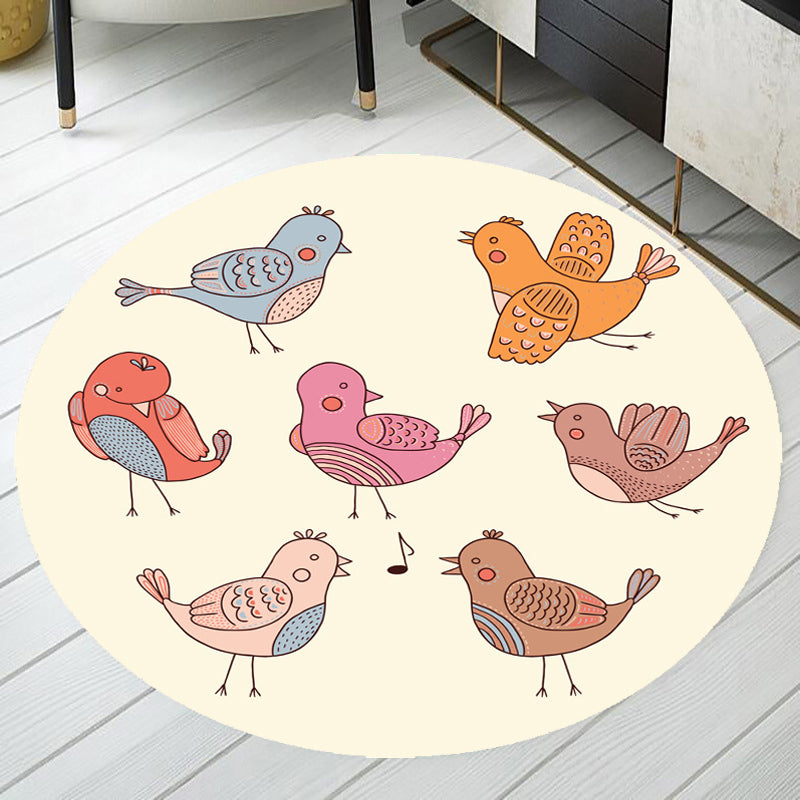 Avtoit | pink and blue children's rug polyester cartoon animals pattern rug pet friendly washable non-slip back rug for decoration