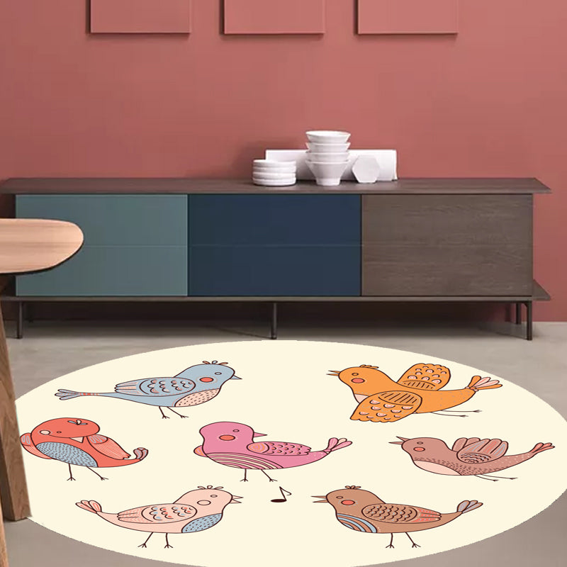 Avtoit | pink and blue children's rug polyester cartoon animals pattern rug pet friendly washable non-slip back rug for decoration