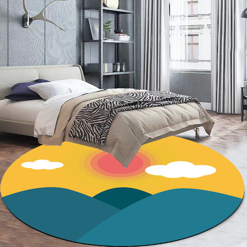 Avtoit | Stylish House Pattern Rug Pink and Green Children's Area Rug Polyester Pet-Friendly Washable Non-Slip Backing Area Rug for Nursery