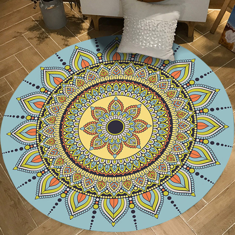 Avtoit | Moroccan Floral Pattern Rug Multicolor Polyester Rug Washable Pet-Friendly Non-Slip Rug for Living Room
