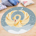 Avtoit | Gray and Yellow Children's Carpet Polyester Cartoon Swan Pattern Carpet Pet Friendly Washable Non-Slip Background Rug for Decoration