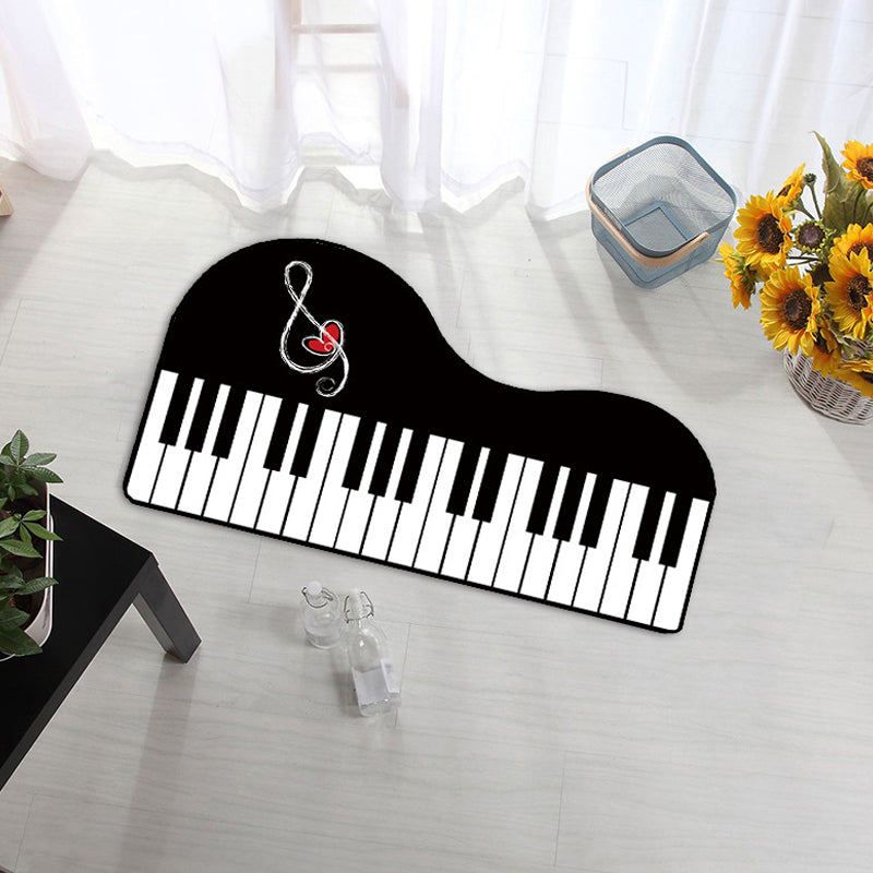 Avtoit | Unusual Piano Pattern Carpet with Notes Multicolor Children's Rug Polyester Washable Pet Friendly Non-Slip Carpet for Children's Room